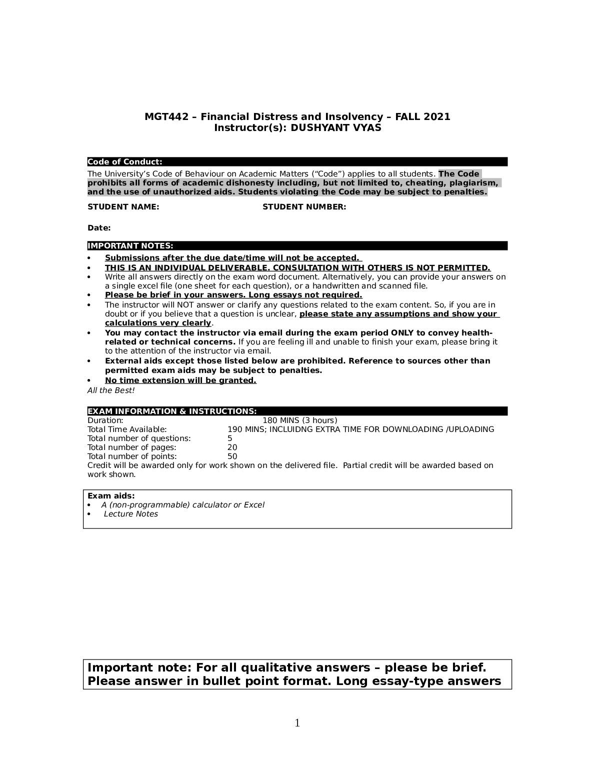 MGT 442 Financial Distress and Insolvency Final Assessment preview image