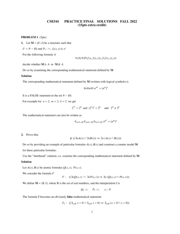 CSE 541 PRACTICE FINAL SOLUTIONS preview image