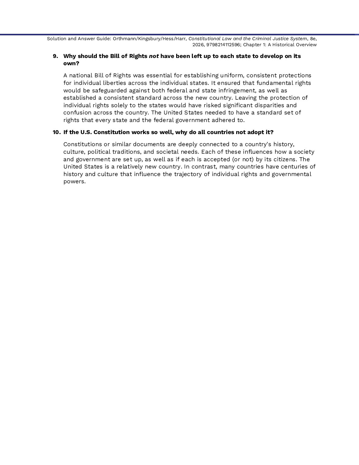 Solutions Manual Constitutional Law and the Criminal Justice System 8th Edition By Scott Harr, Kären Hess, Christine Orthmann, Jonathon Kingsbury document preview page 4