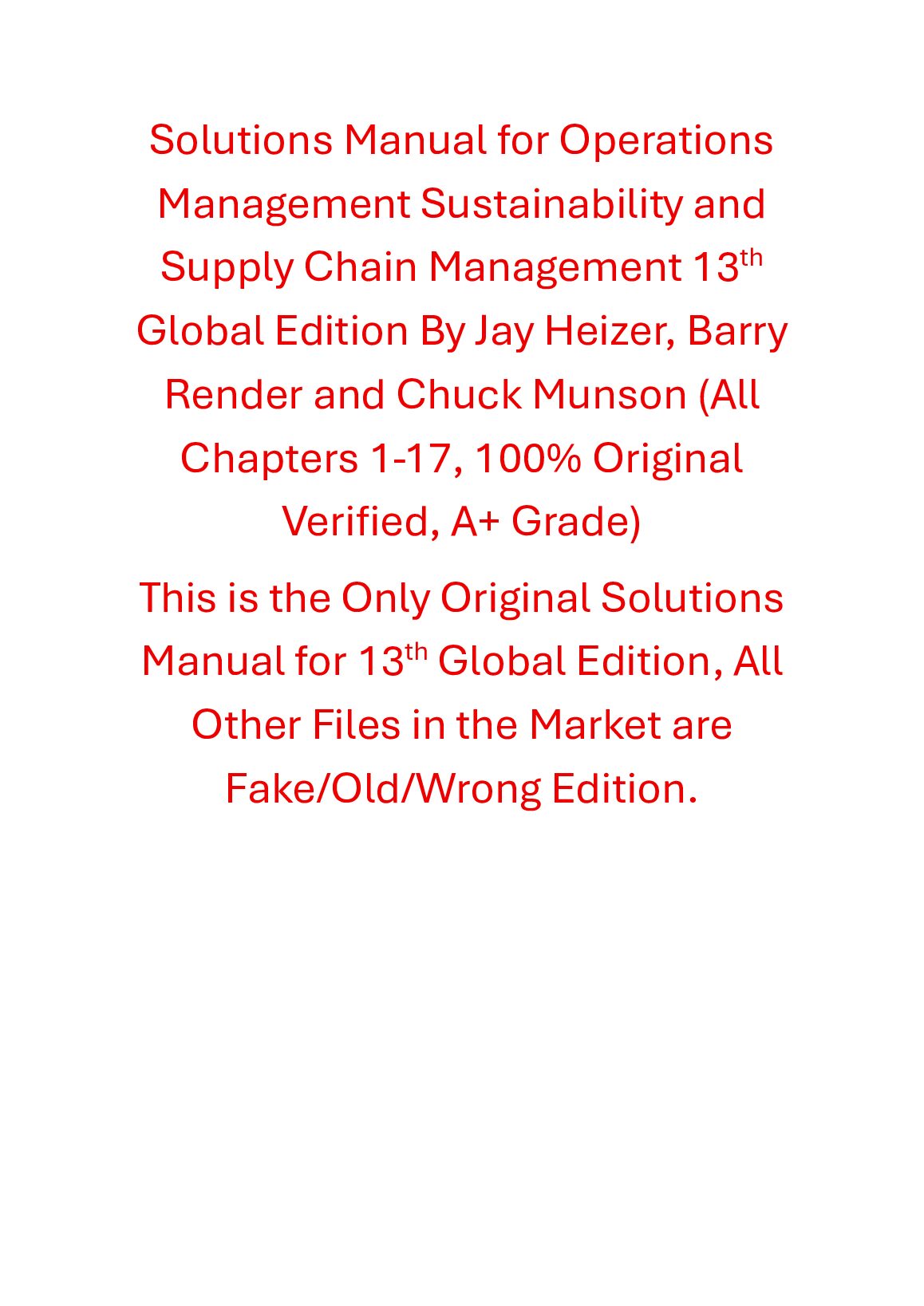Solution Manual Operations Management Sustainability and Supply Chain Management 13th Edition (Global Edition) By Jay He... preview image
