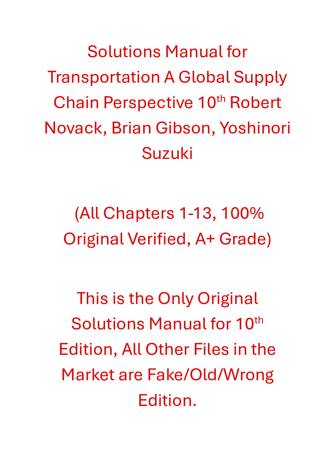 Solution Manual Transportation A Global Supply Chain Perspective 10th Edition Robert Novack, Brian Gibson, Yoshinori Suz... preview image