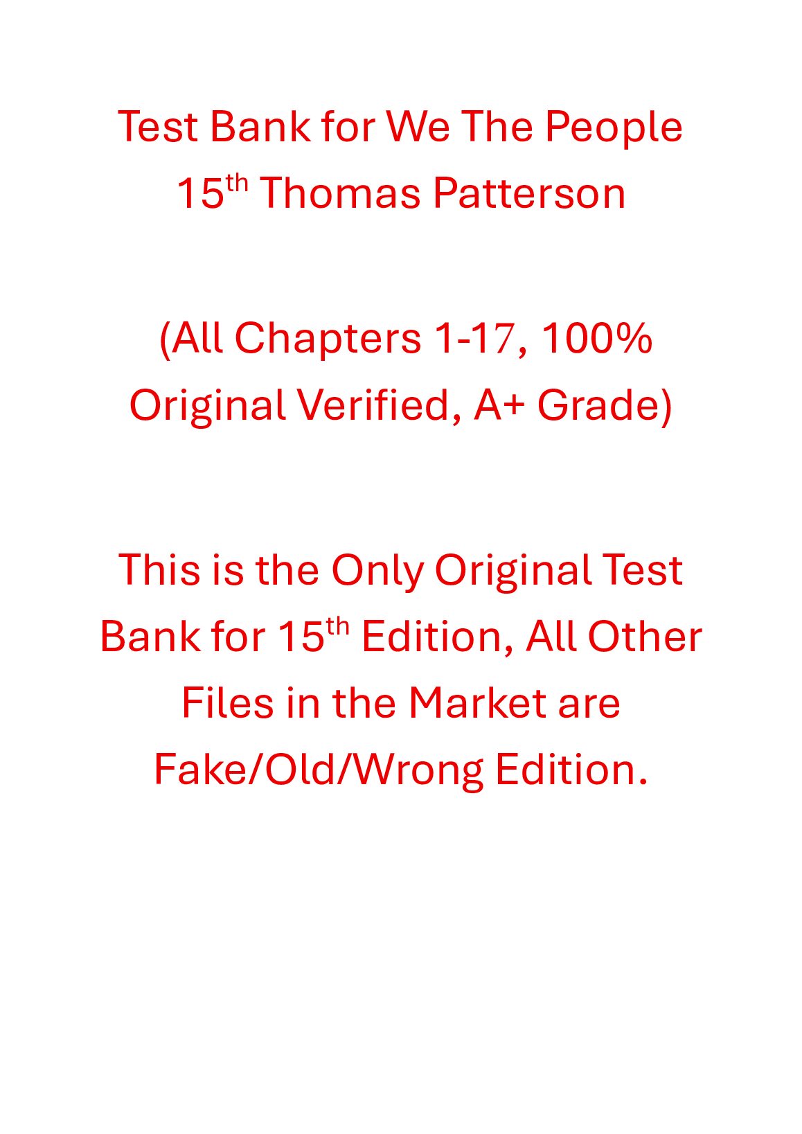Test Bank We The People 15th Edition By Thomas Patterson preview image