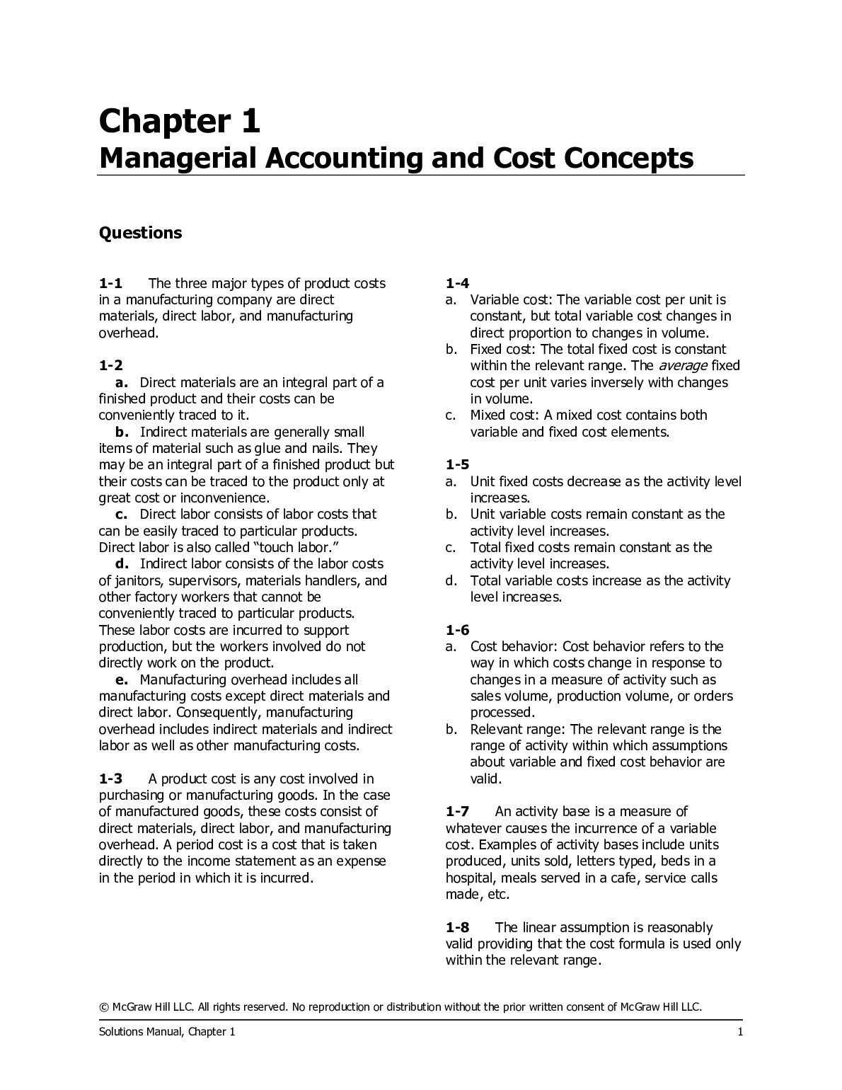 Solutions Manual For Introduction to Managerial Accounting 10th Edition (2025 Release) By Peter Brewer, Ray Garrison, Eric Noreen document preview page 2