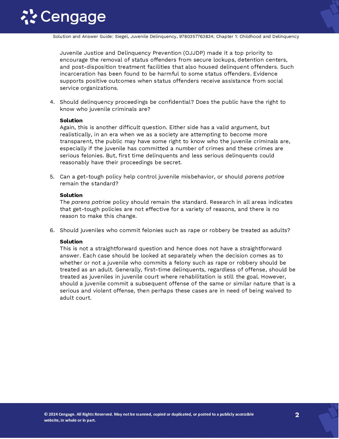 Solutions Manual For Juvenile Delinquency Theory, Practice, and Law 14th Edition By Larry Siegel document preview page 3