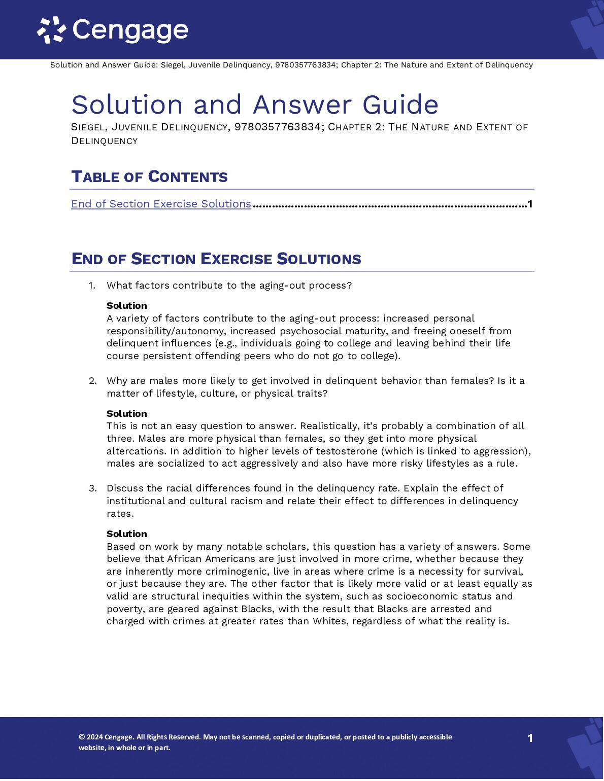 Solutions Manual For Juvenile Delinquency Theory, Practice, and Law 14th Edition By Larry Siegel document preview page 4