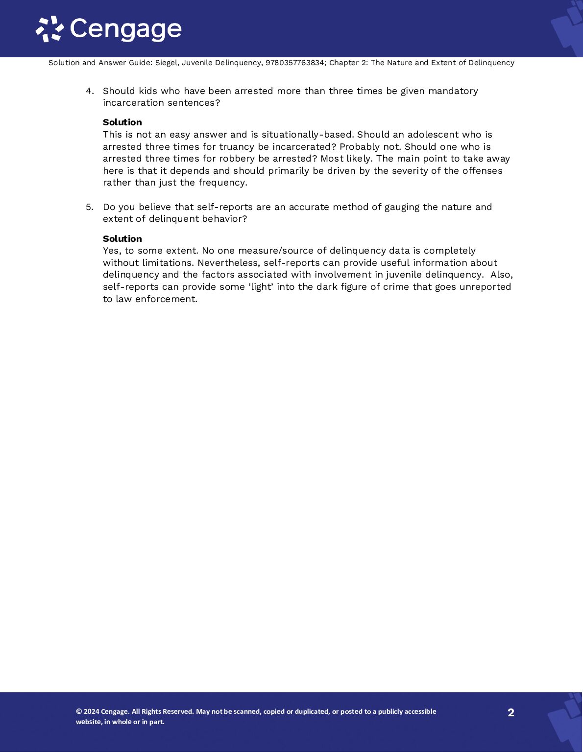 Solutions Manual For Juvenile Delinquency Theory, Practice, and Law 14th Edition By Larry Siegel document preview page 5