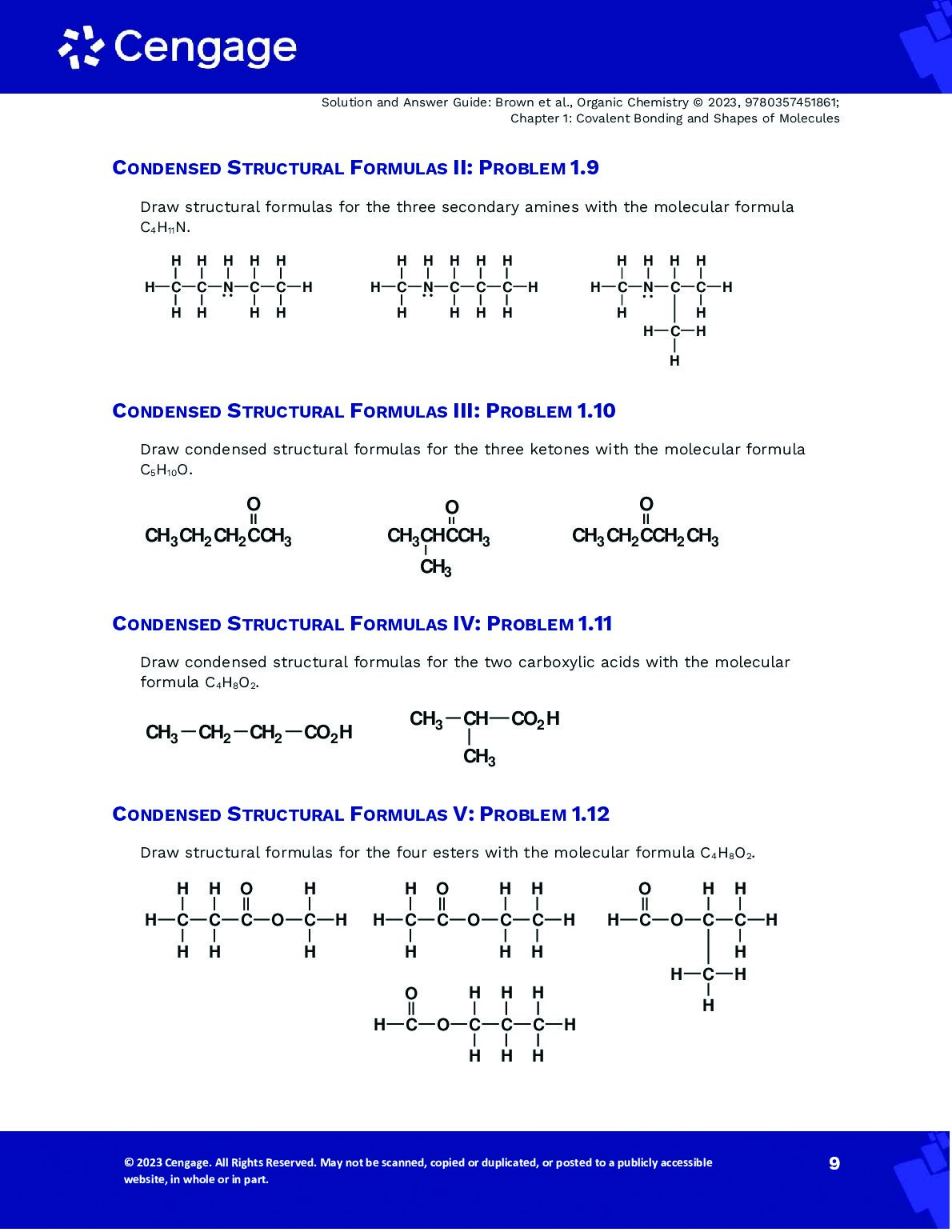 Solutions Manual For Organic Chemistry, 9th Edition By William Brown, Brent Iverson, Eric Anslyn, Christopher Foote document preview page 10