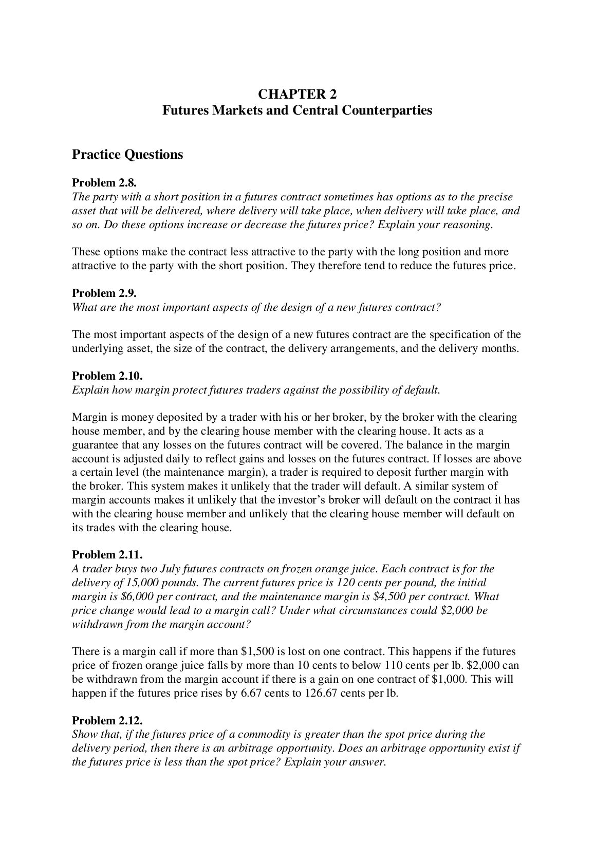 Solutions Manual For Fundamentals of Futures and Options Markets 9th Global Edition By John C. Hull document preview page 10