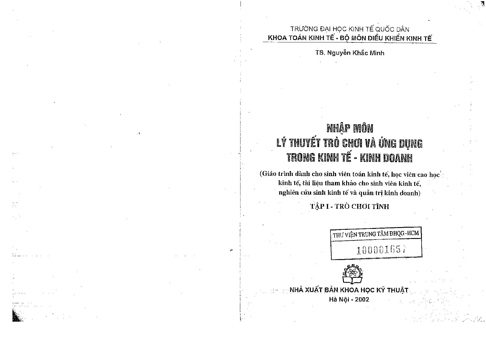 TRUGNG DAI HOC KINH TE @uéc DAN" KHOA TOAN KINH TE - BO MON DIEU KHIEN KINH TE TS. NGUYEN KHAC MINH document preview page 2