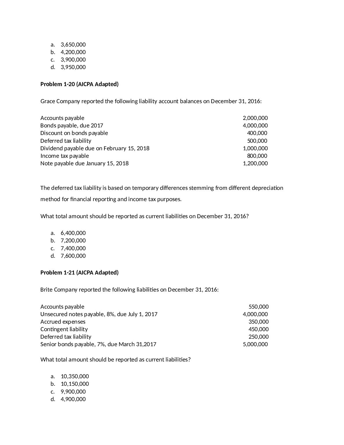 Problem 1-15 (IAA) Ducky Company reported the following information at the end of reporting period: What amount should be reported in the statement of... document preview page 3