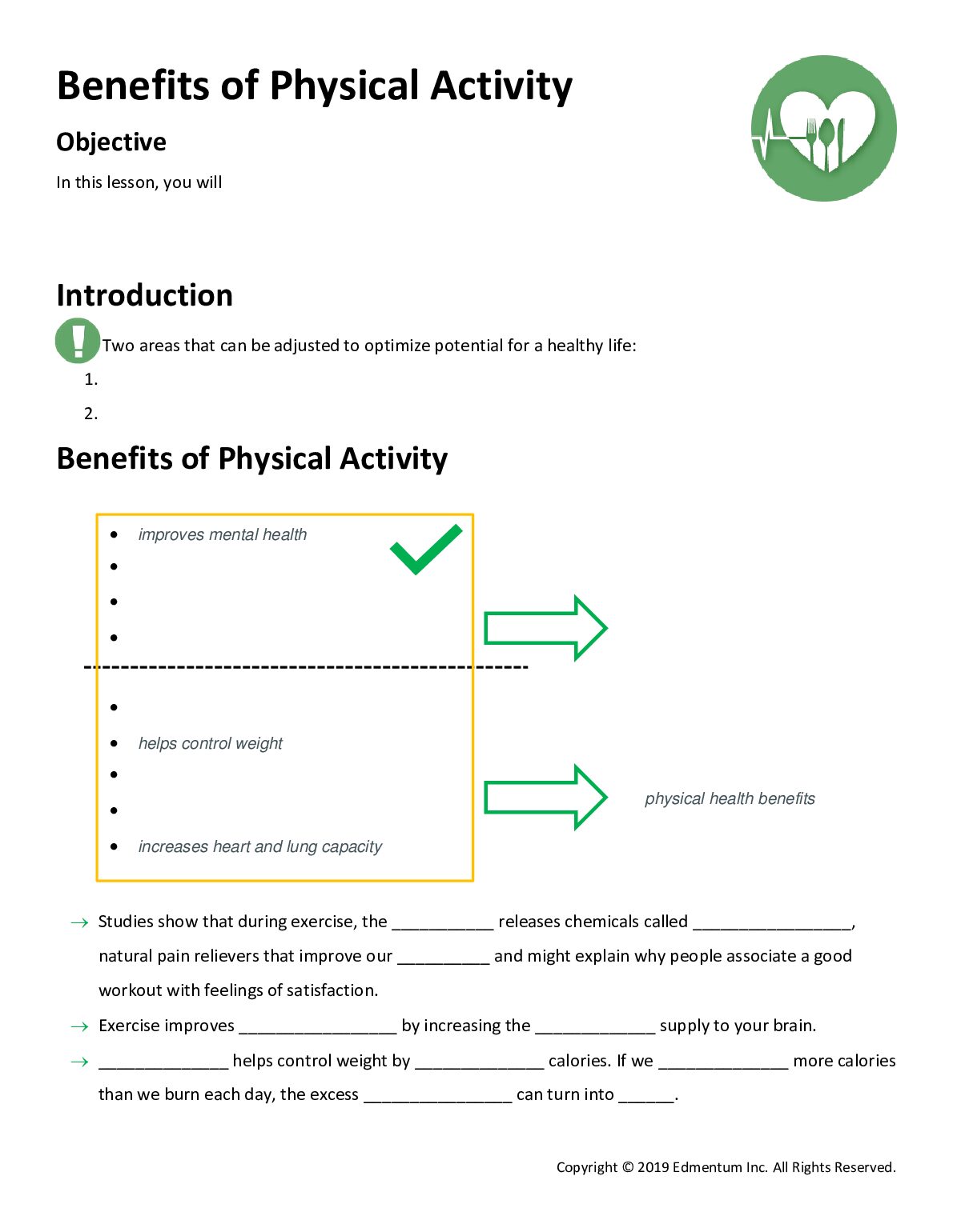 Guided Notes - Benefits of Physical Activity preview image
