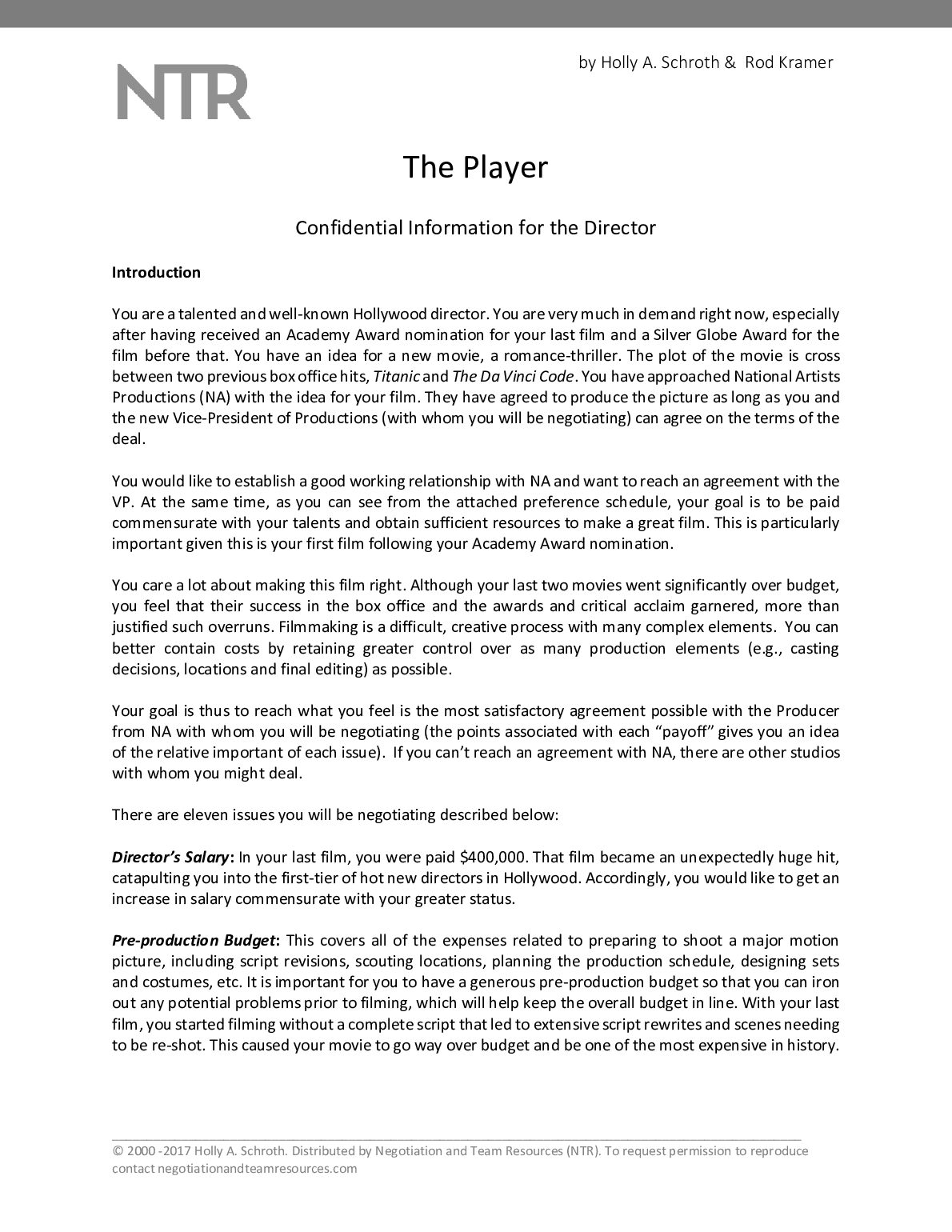 The Player  Confidential Information for the Director preview image