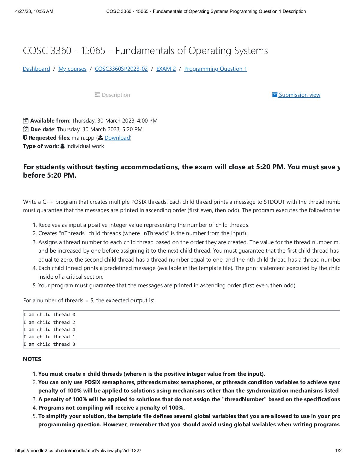 COSC_3360___15065___Exam_2___Fundamentals_of_Operating_Systems_Programming_Question_1_Description.pd.pdf Preview 1