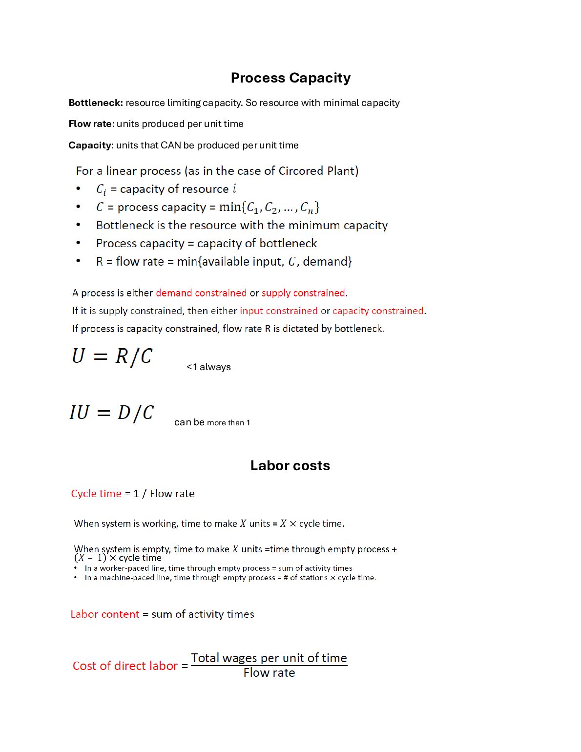 DCSN 310  OPERATIONS MANAGEMENT FORMULAS document preview page 2