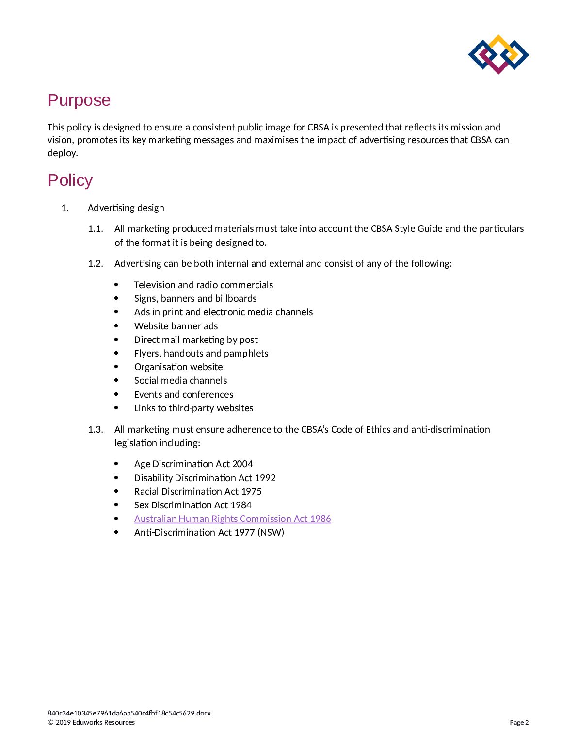 BSBFIM501- IM008-Marketing-and-Advertising-Policy document preview page 2