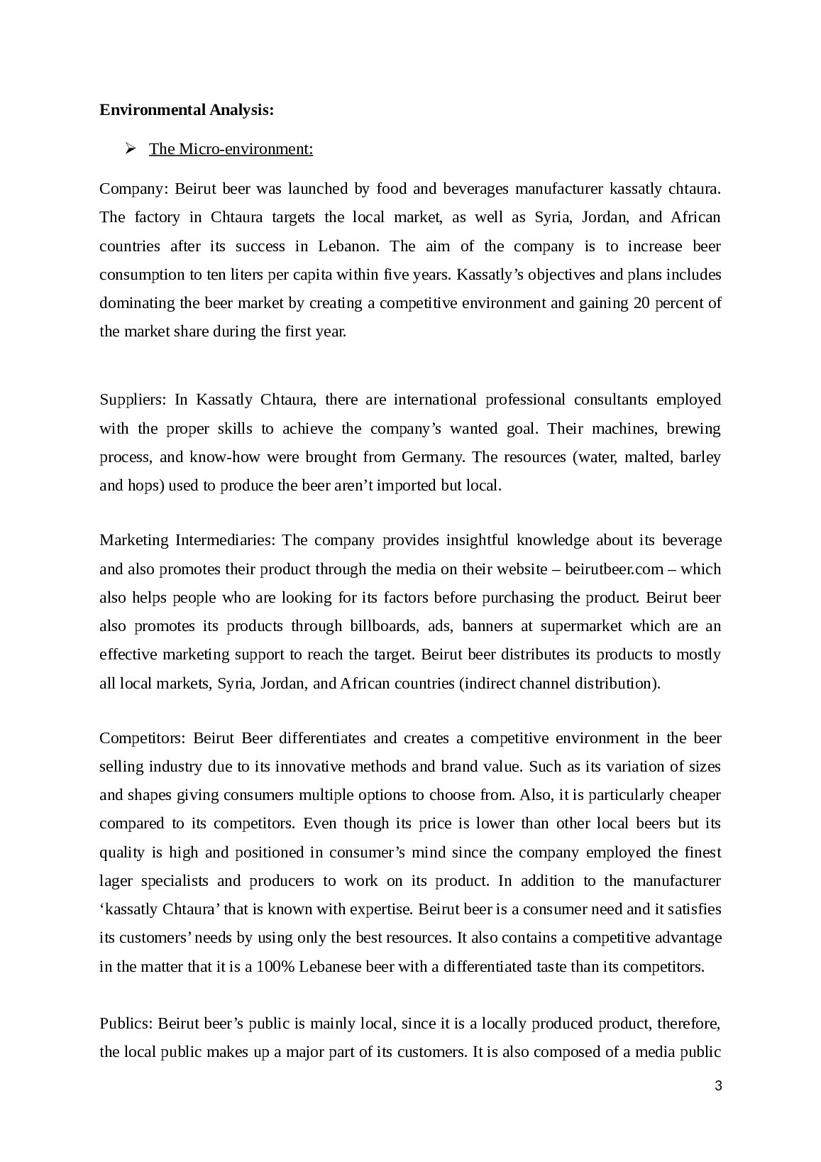 Beirut beer marketing plan | Principles of marketing document preview page 3