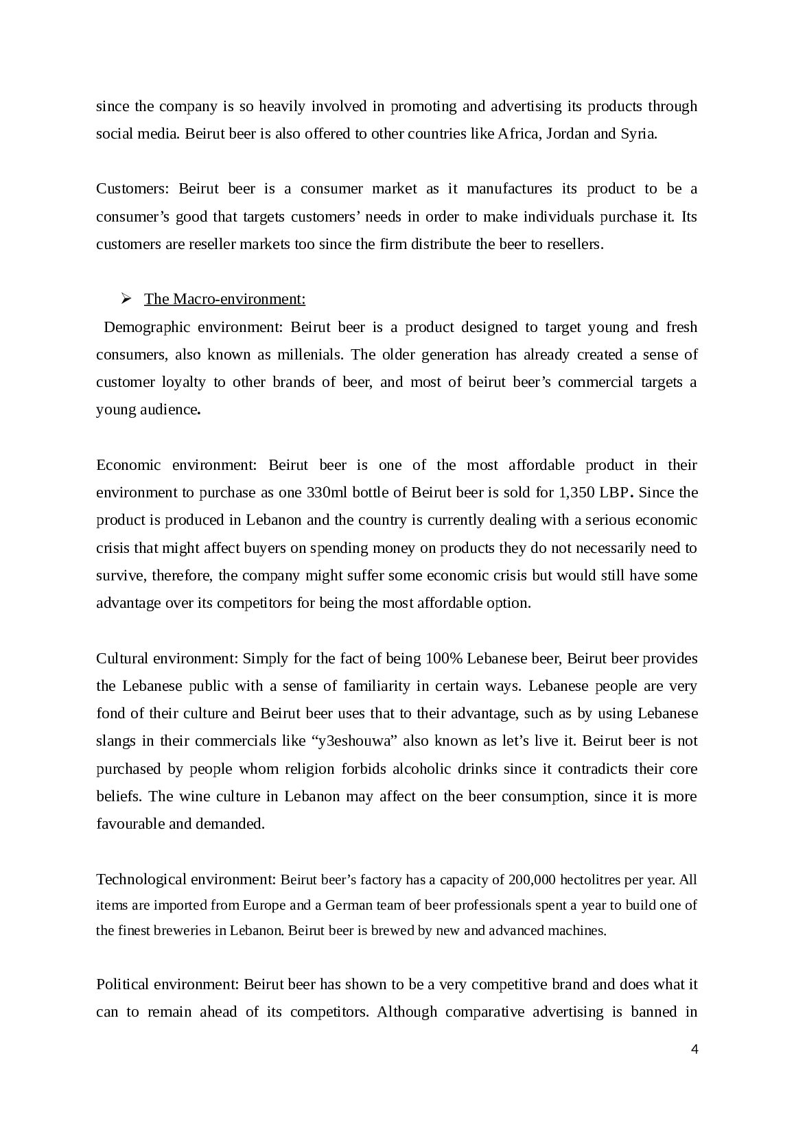 Beirut beer marketing plan | Principles of marketing document preview page 4