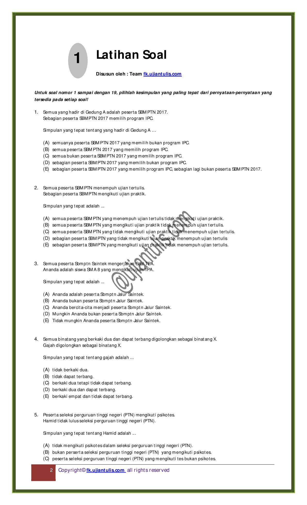 Latihan Soal U Tes Potensi Akademik (TPA) document preview page 2