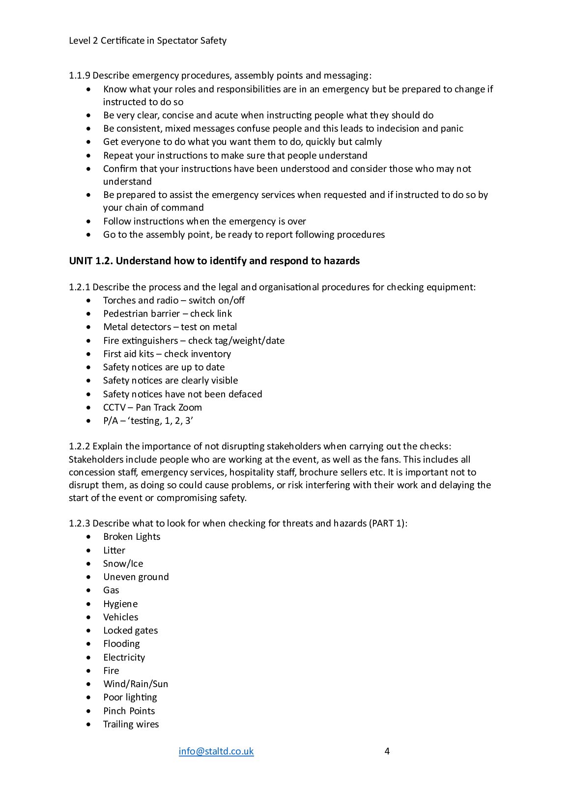 Highfield Level 2 Certificate in Spectator Safety (RQF) Qualification Number: 603/6955/3 document preview page 4