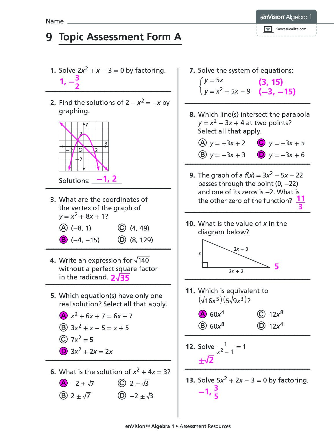 Topic_9__Assessment_Form_A__Answer_Key.pdf.pdf Preview 1