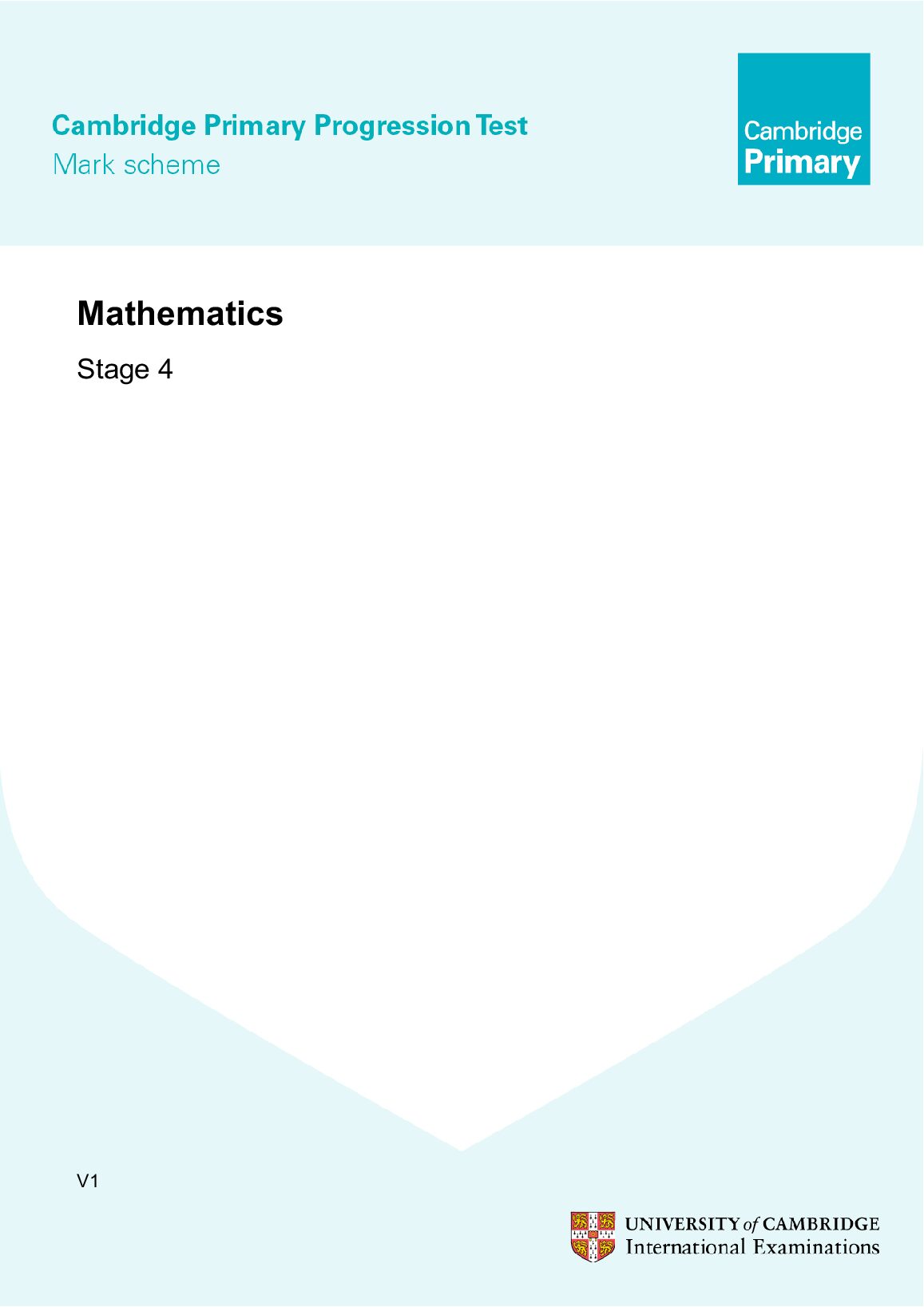 Mathematics  Stage 4 Cambridge  Progression Test  Mark  Scheme preview image