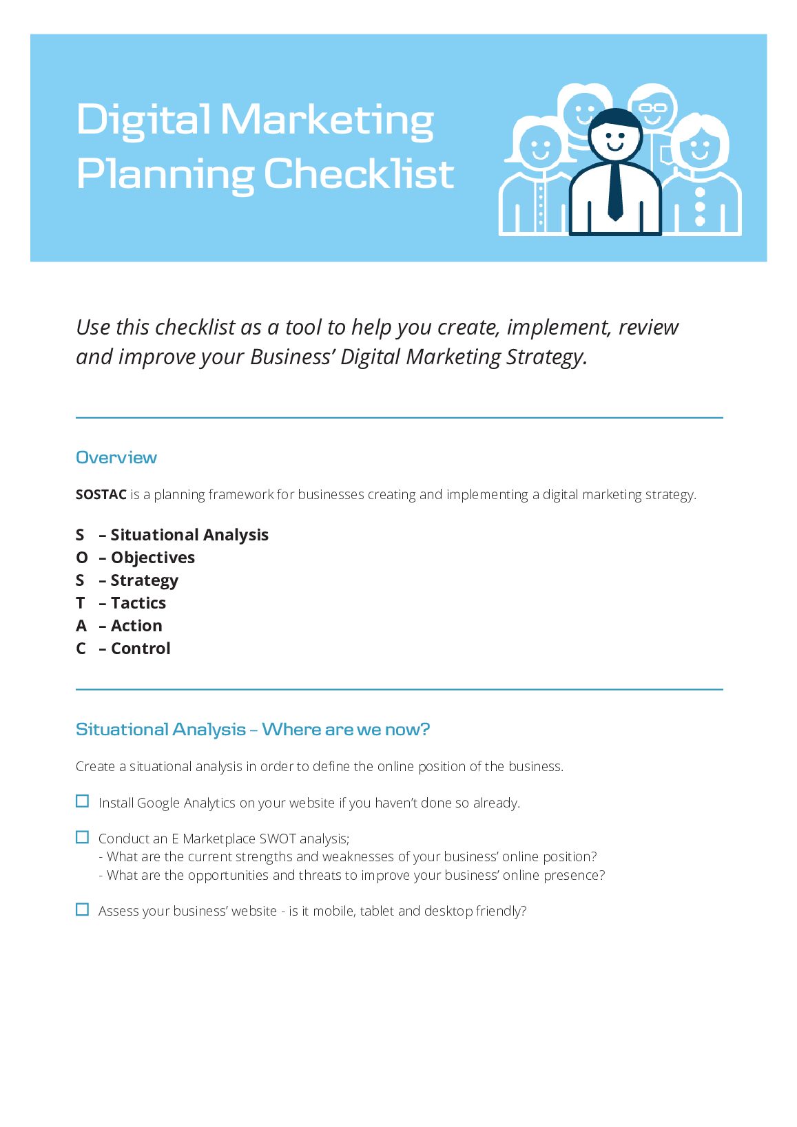 MARKETING 101 Digital Marketing Planning Checklist tool to help you create, implement, review  and improve your Business... preview image