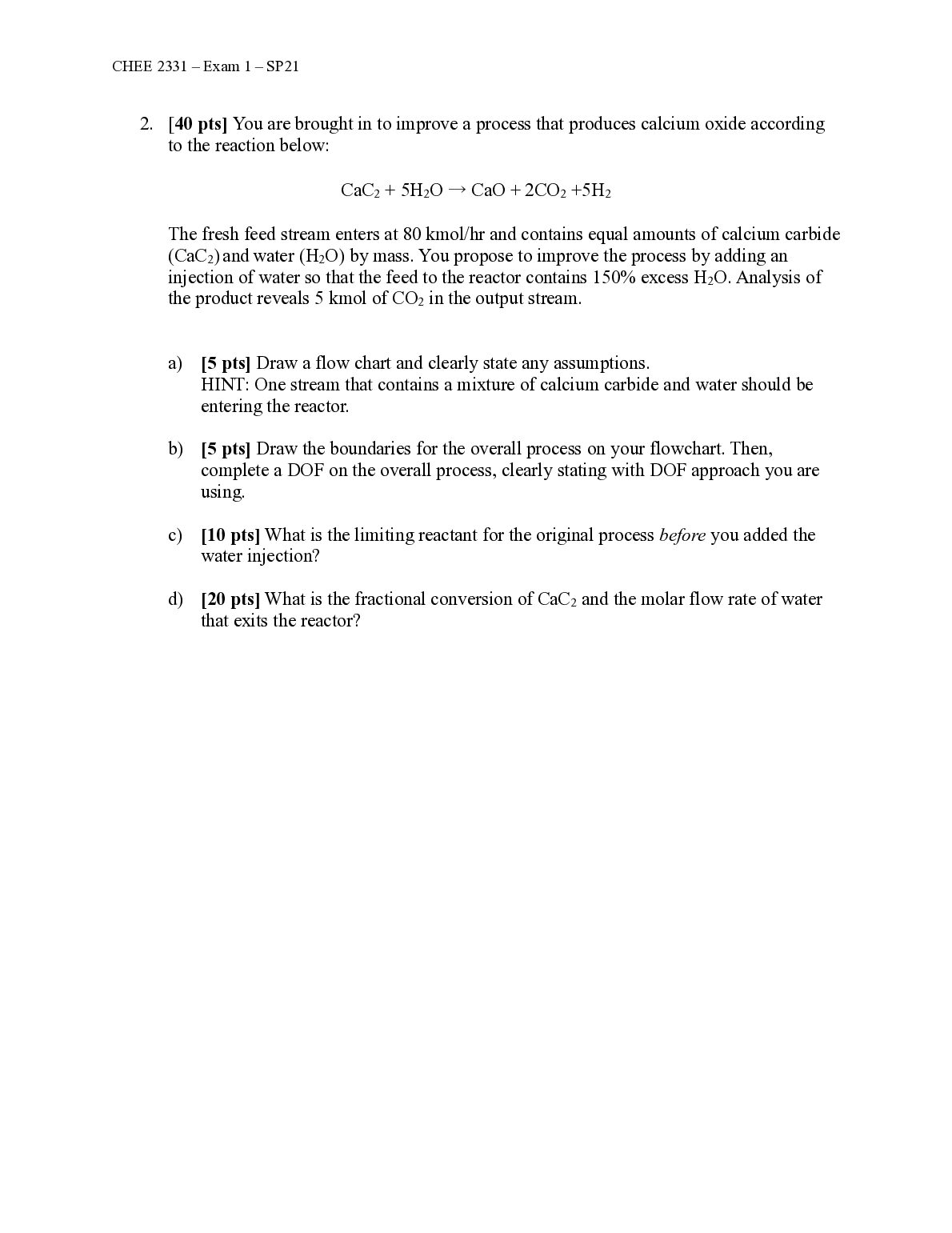 CHEE 2331 -  Chemical Processes Exam 1 SOLUTIONS. document preview page 3