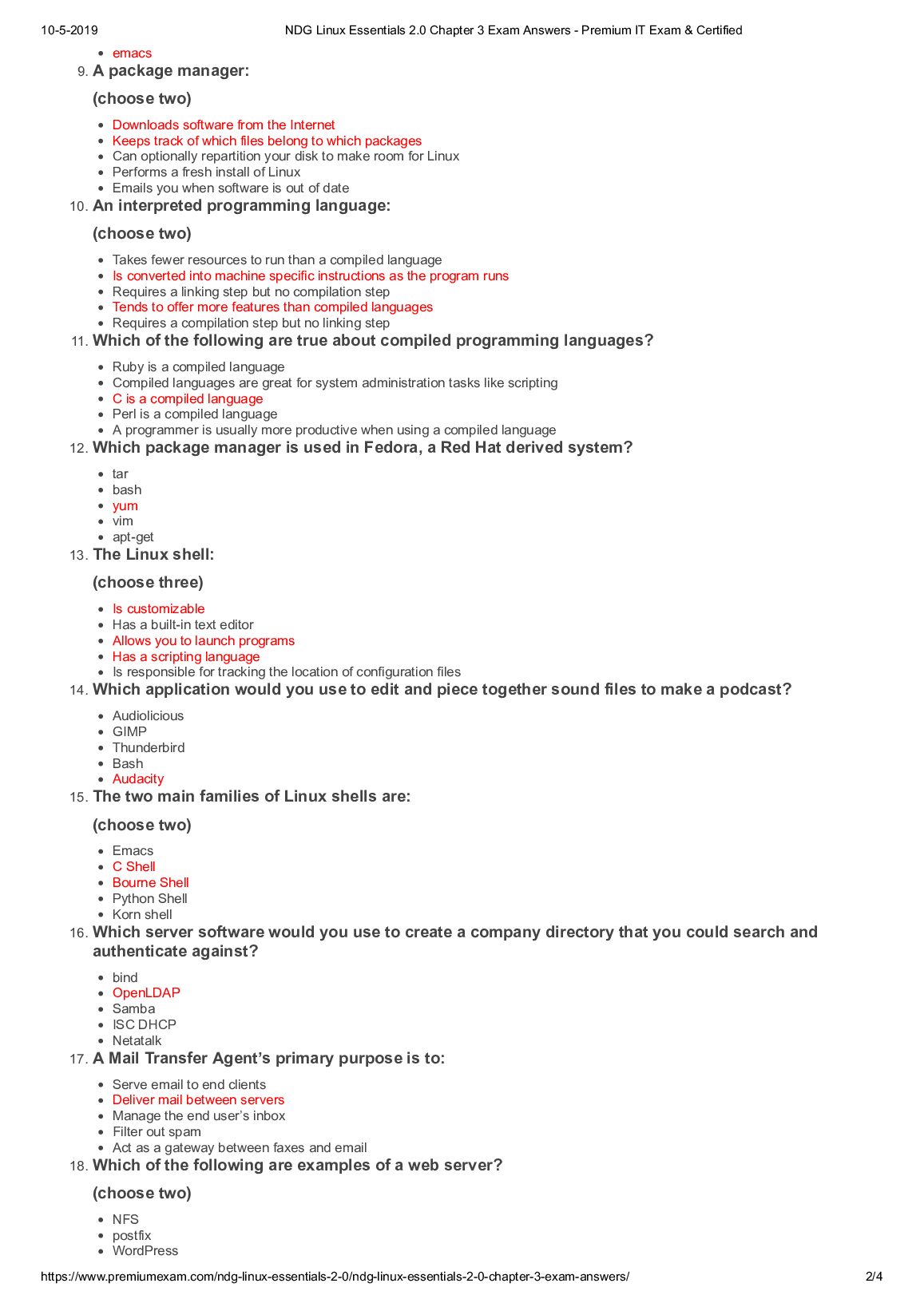 NetAcad 101: NDG Linux Essentials 2.0 Chapter 3 Exam Answers - Premium IT Exam & Certified document preview page 2