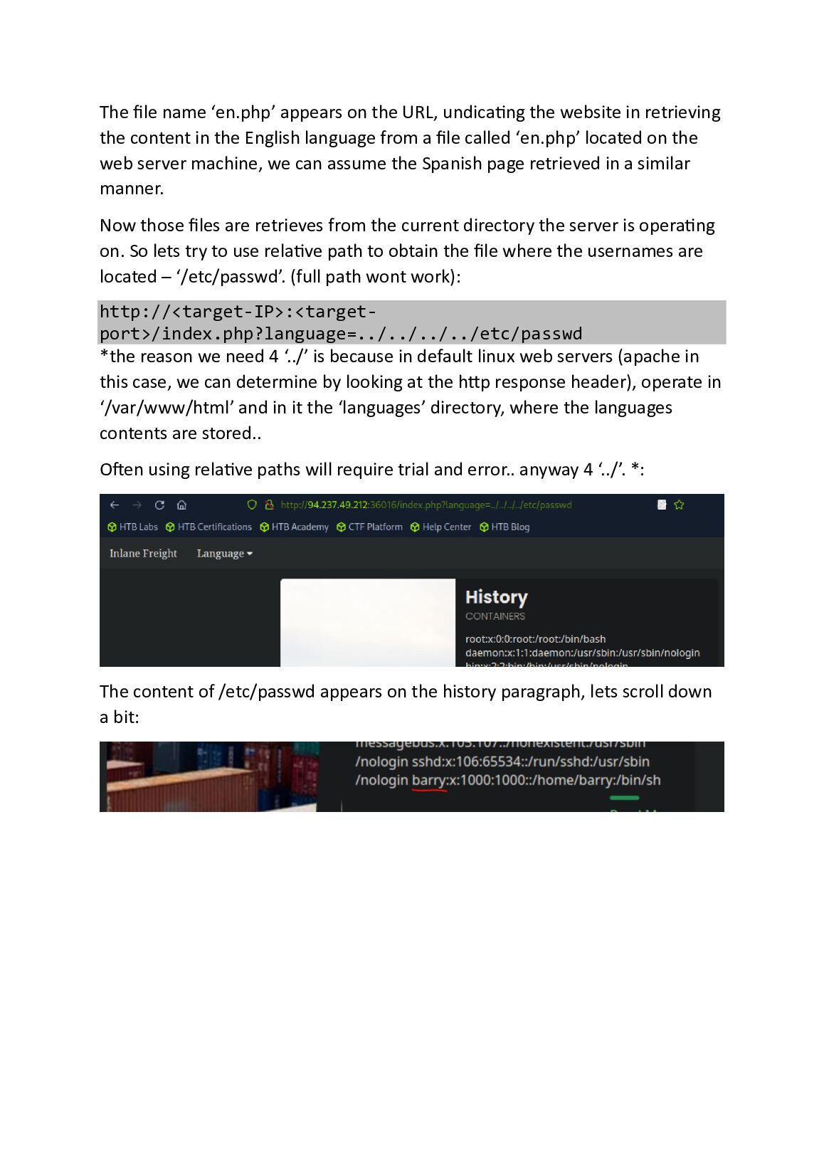 File Inclusion. Hack The Box Module 23 document preview page 2