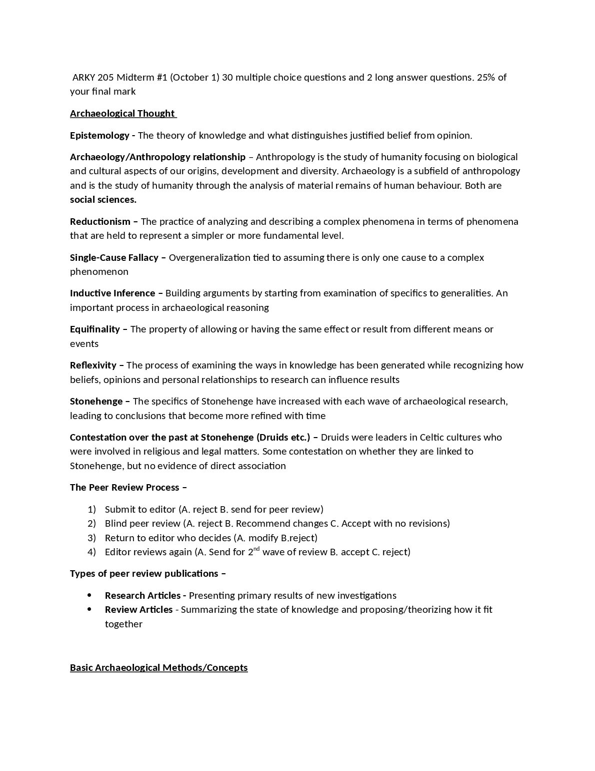 ARKY 205 Midterm 1 study guide preview image