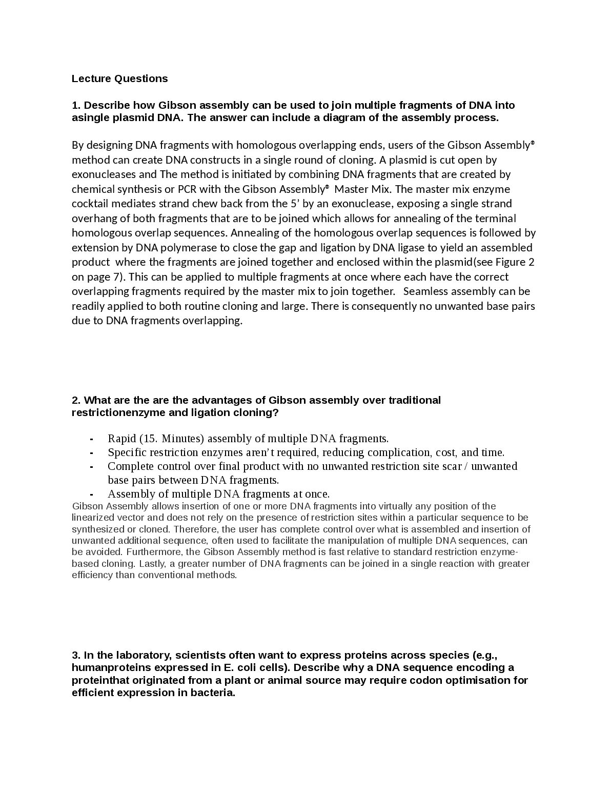 BABS3200 Lecture Questions. preview image