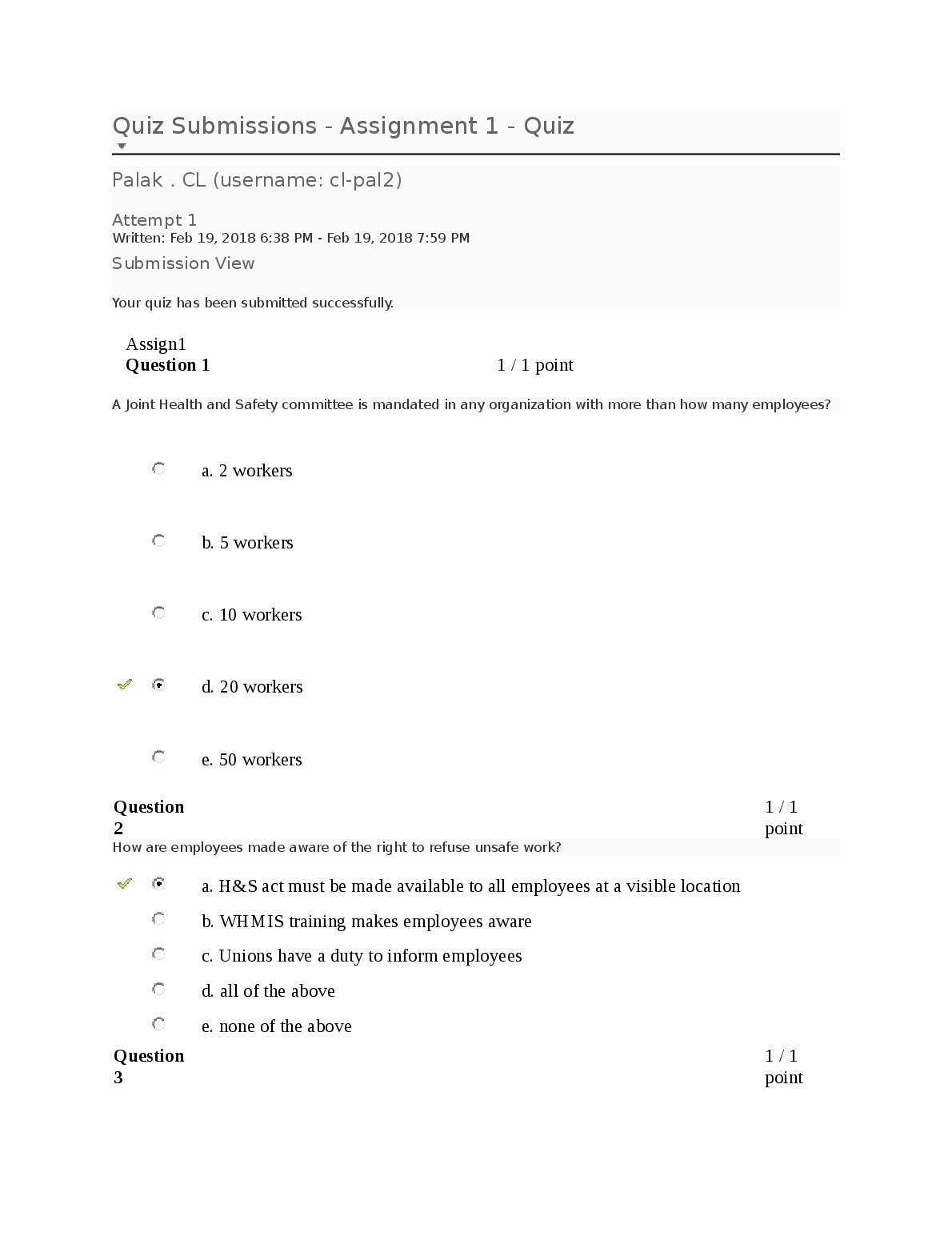 Assignment 1 occupational health and safety GNED 126. preview image