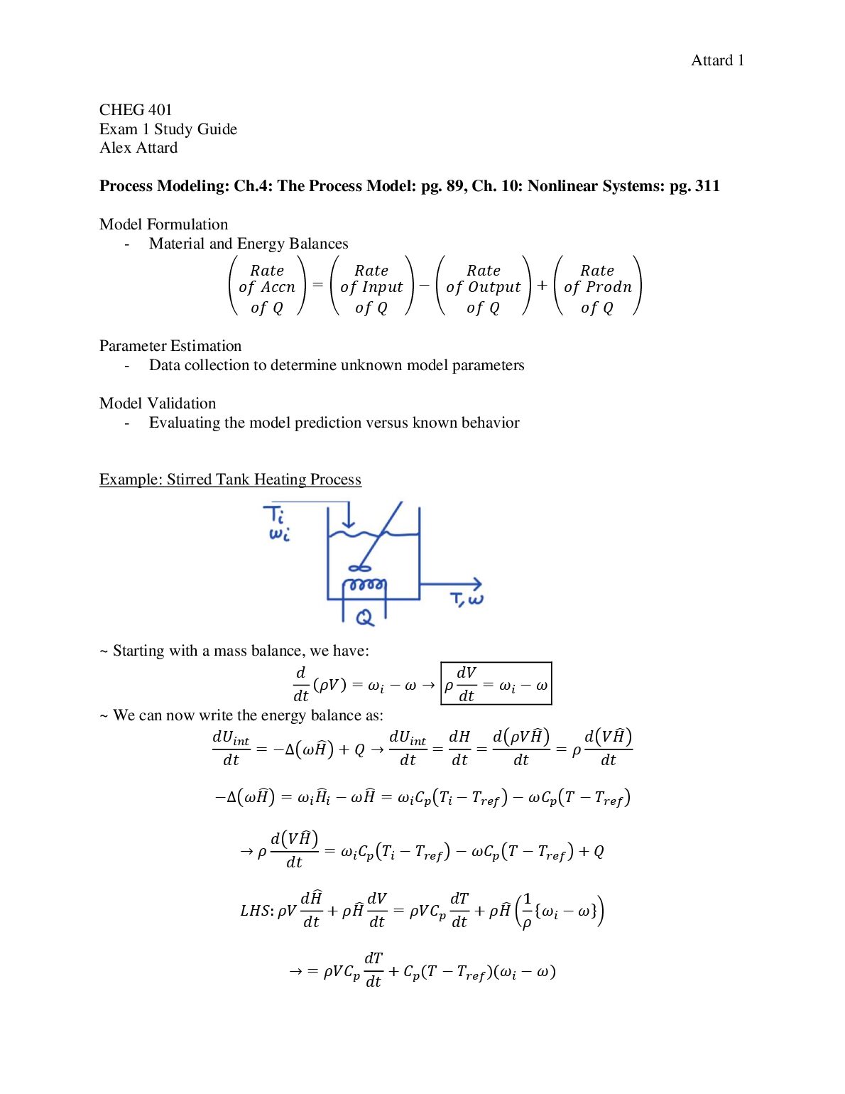 CHEG 401 Exam 1 Study Guide preview image