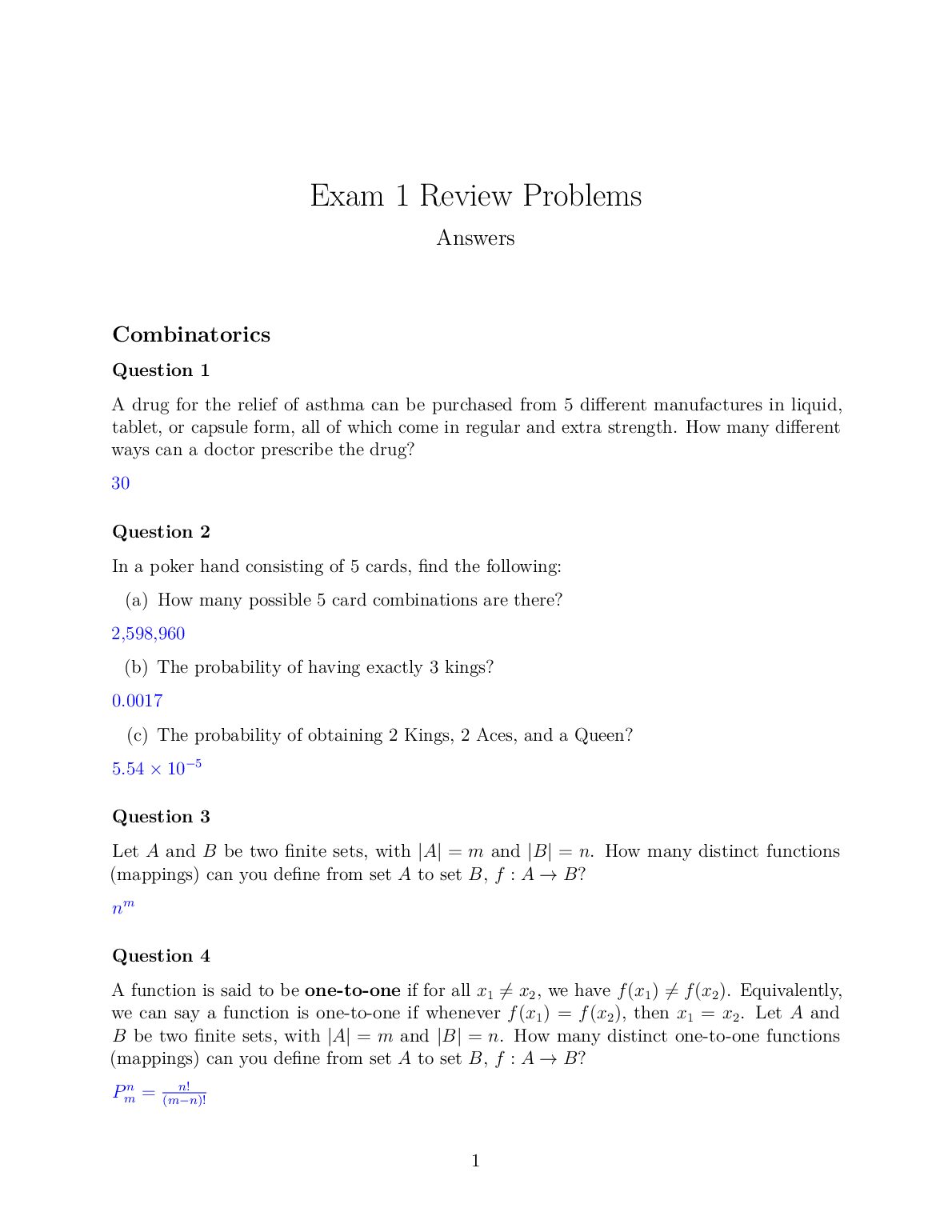 STAT 3104 Exam 1 Review Problems Answers preview image