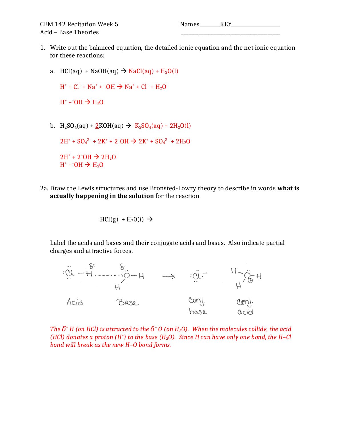CEM 142 Recitation Week 5 Acid – Base Theories preview image