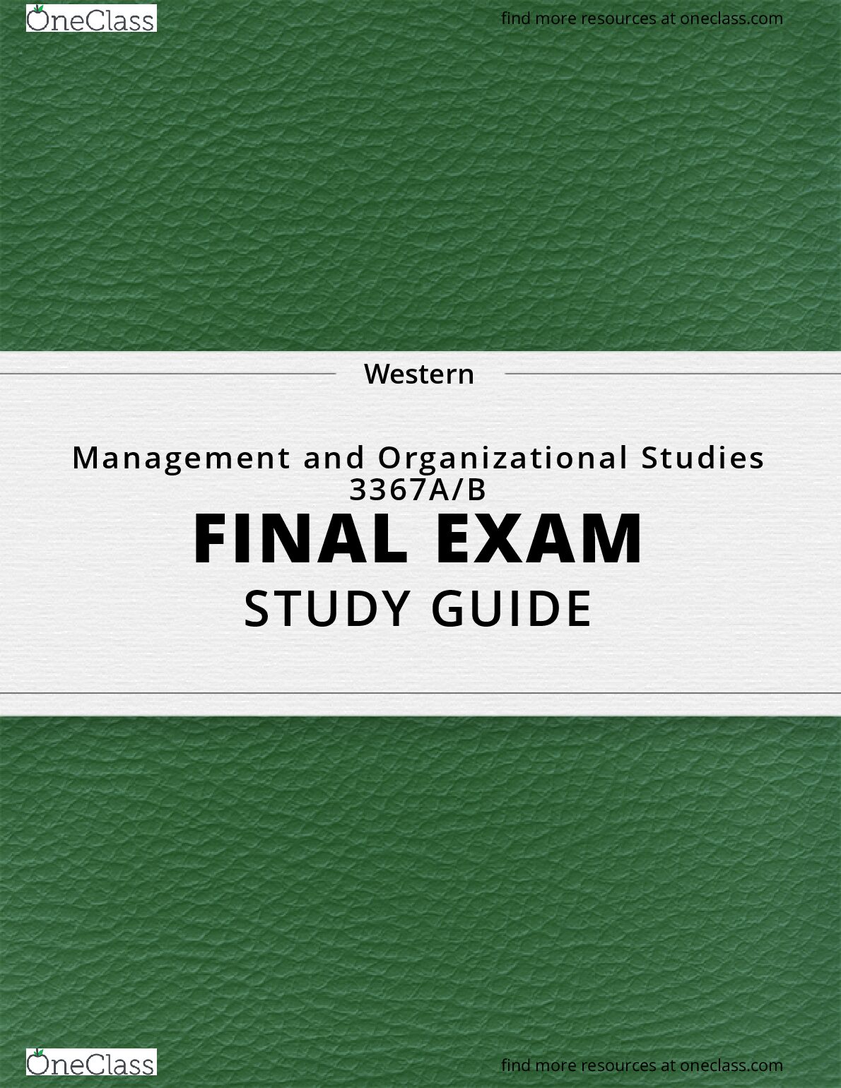 MOS 3367  Management and Organizational Studies  3367A/B  FINAL EXAM  STUDY GUIDE preview image
