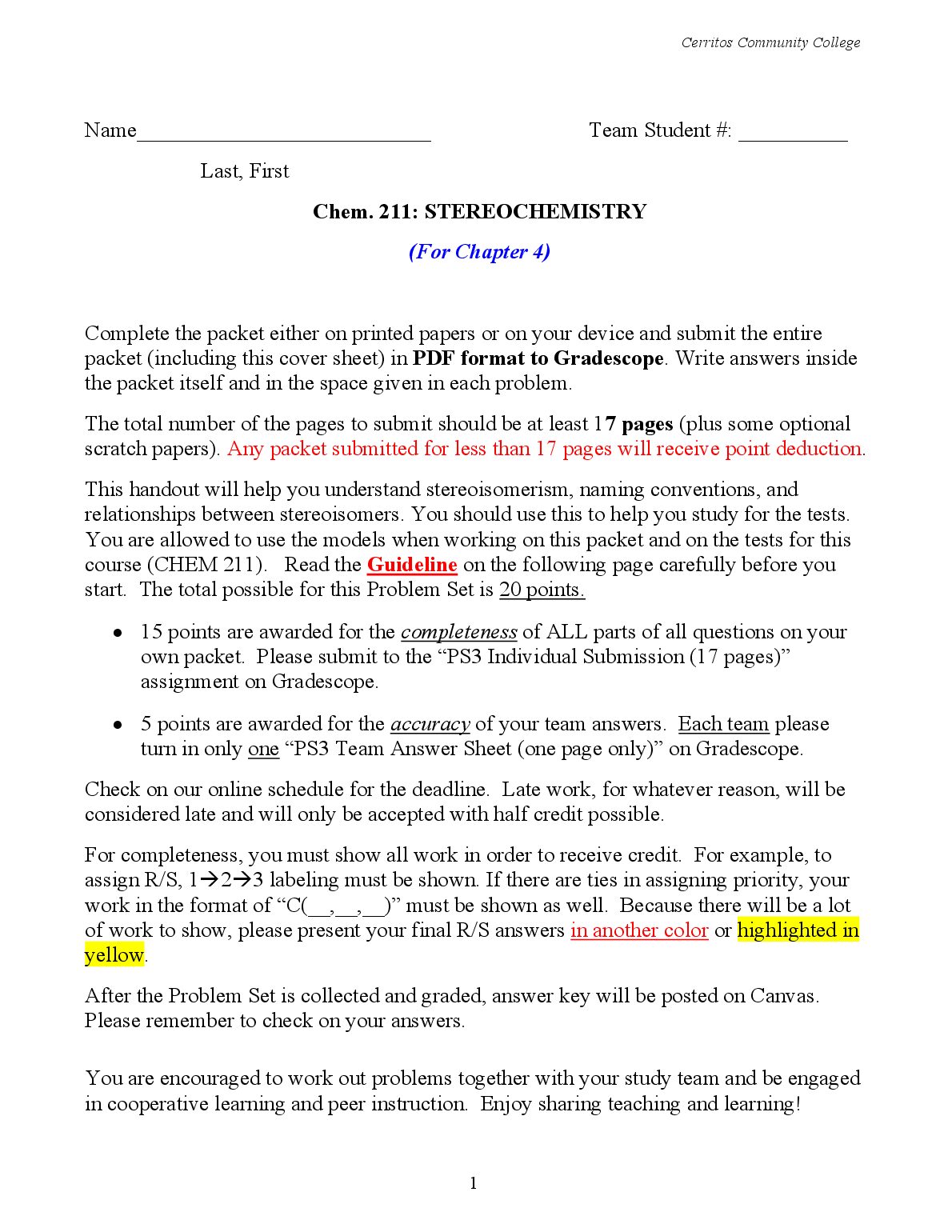 Chem. 211: STEREOCHEMISTRY preview image