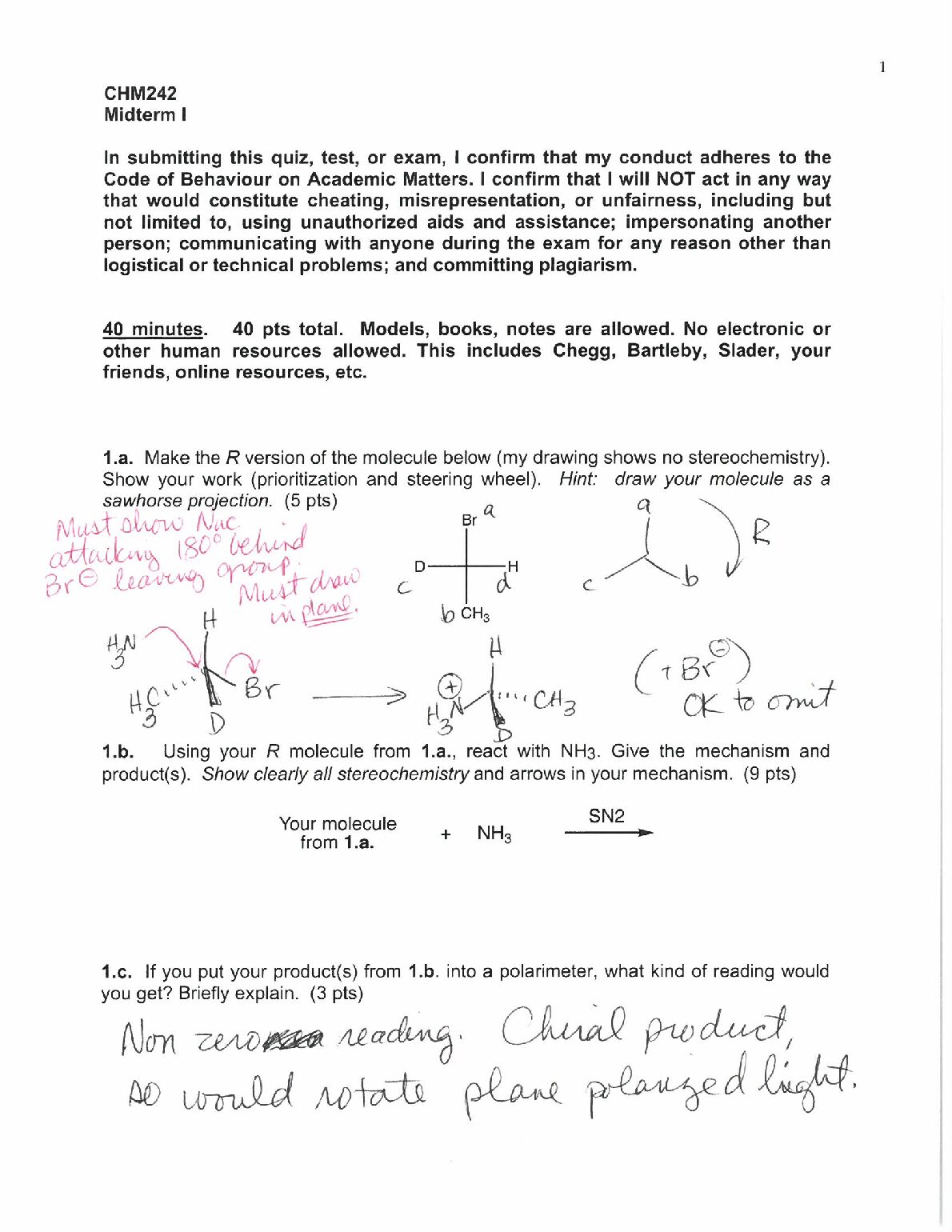 CHM242 Midterm I preview image