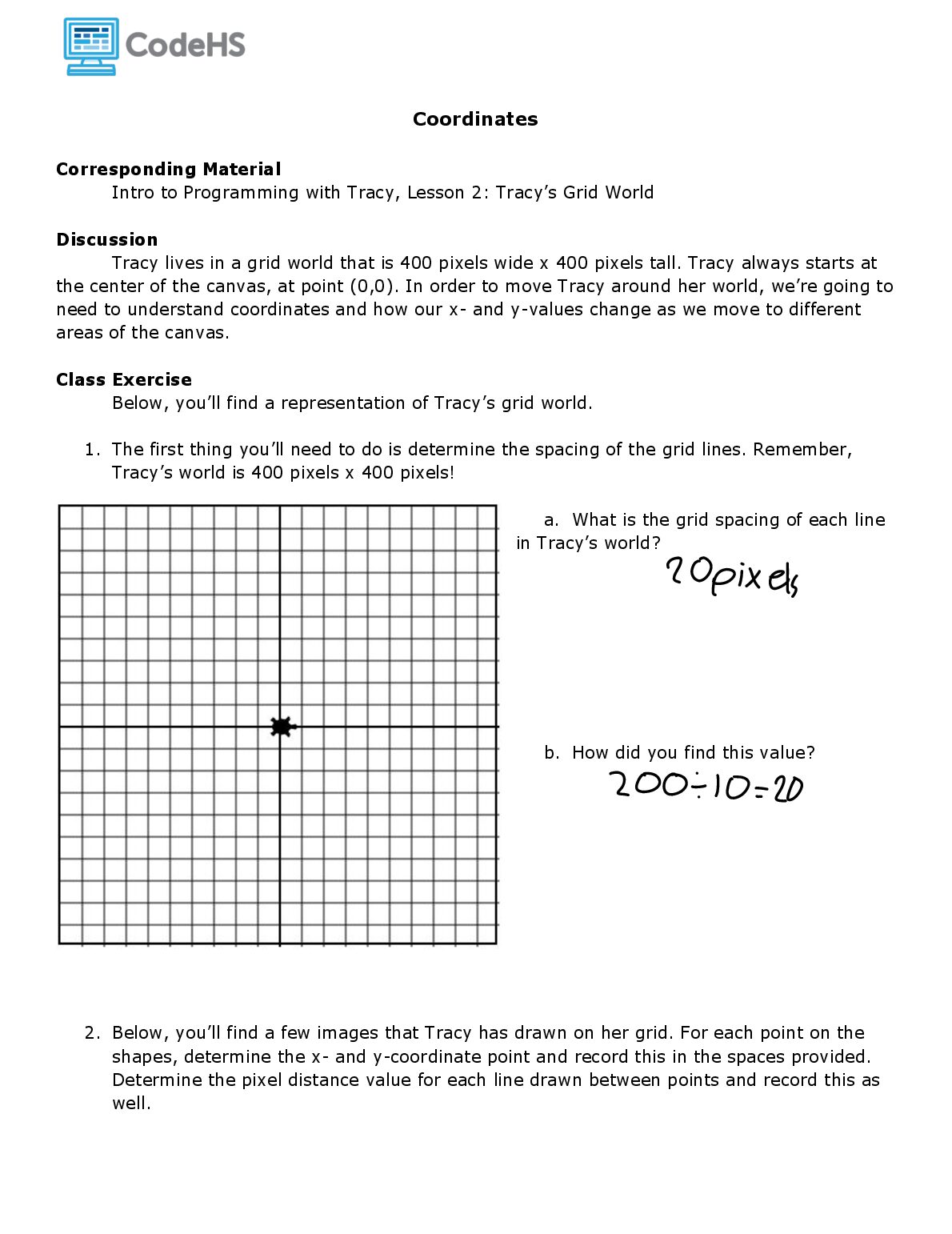 COMPUTERS, CODING 1 2.2 Tracy’s Grid World Coordinates AG. preview image