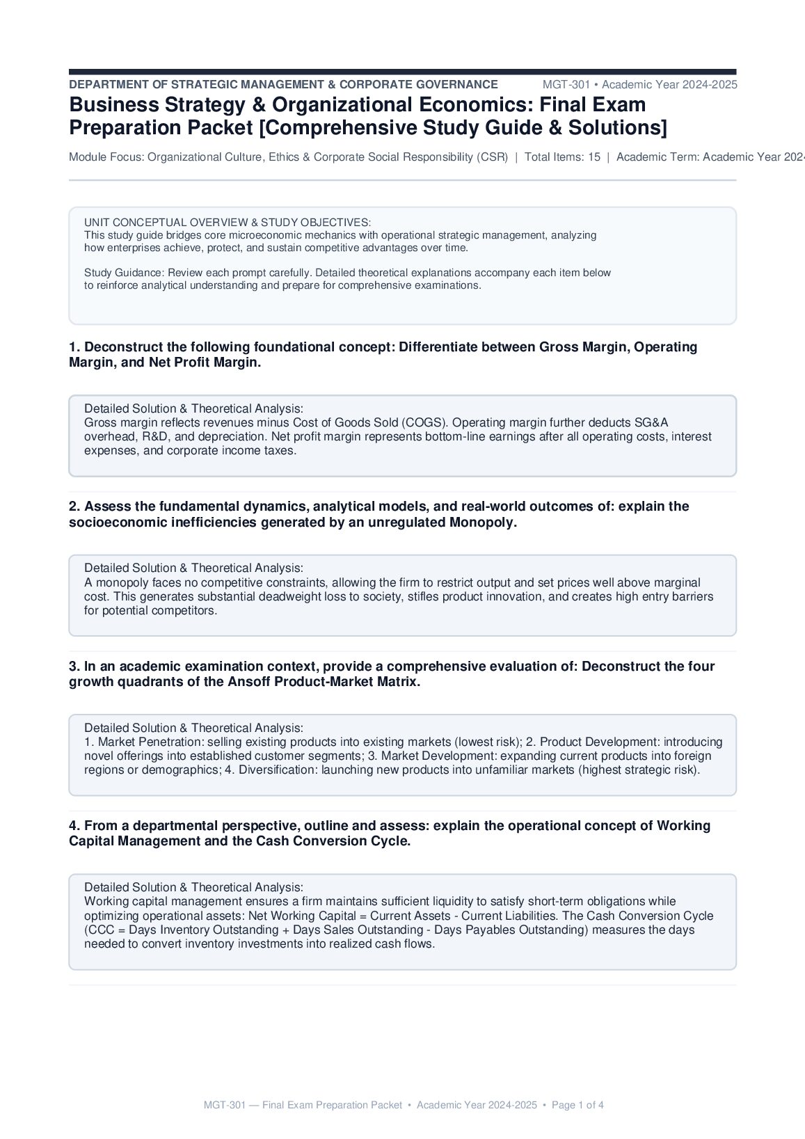 MGT 301 Business Strategy Chapter_Review Study Sheet_ Comprehensive Study Guide & Solutions] preview image