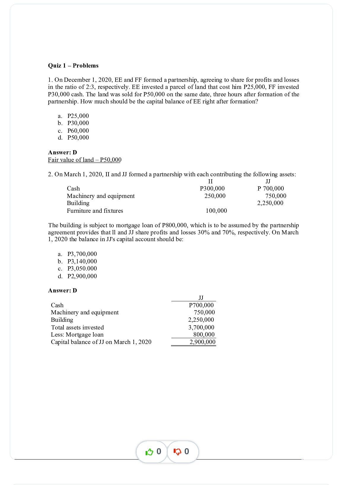 ACCOUNTING ACCA Quiz 1 Problems preview image