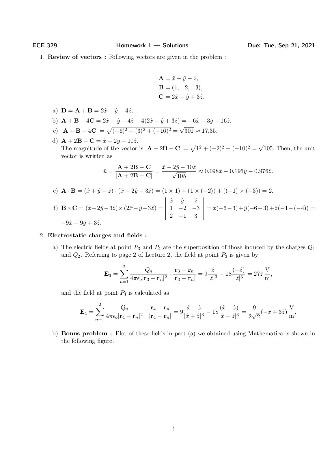 ECE 329 Homework 1 — Solutions preview image