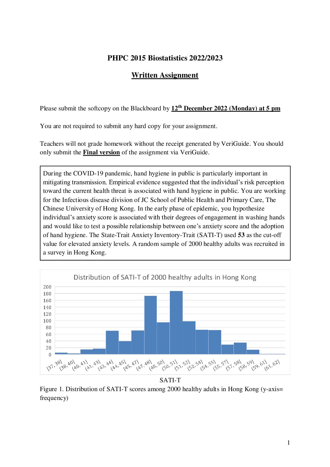PHPC 2015 Biostatistics 2022/2023 Written Assignment preview image