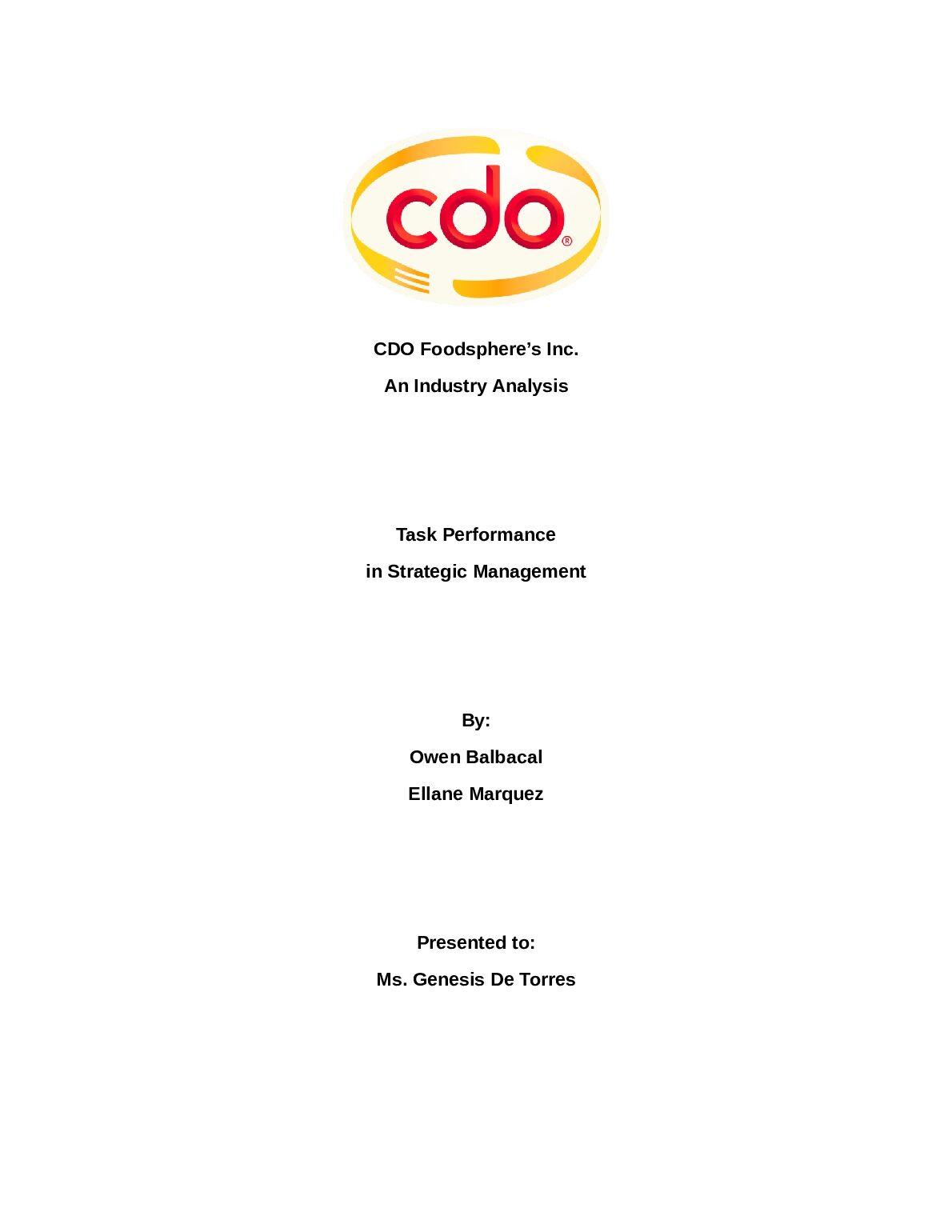 BSBA 3 CDO-industry-ANALYSIS. preview image