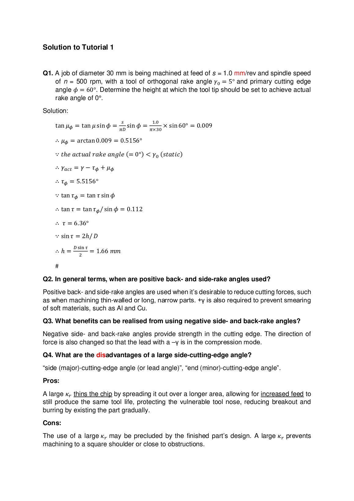 ME 6604 Part 2 Tutorial 1 Solution preview image