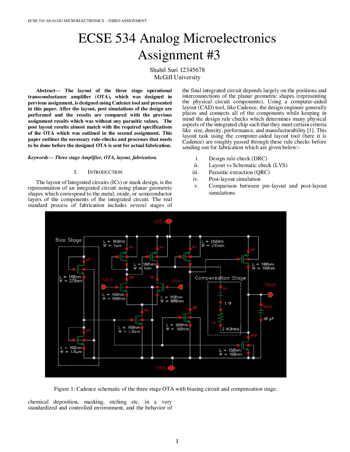 ECSE 534 Analog Microelectronics  Assignment #3 preview image