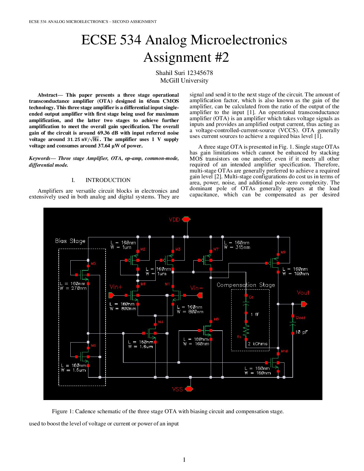 ECSE 534 Analog Microelectronics  Assignment #2 preview image