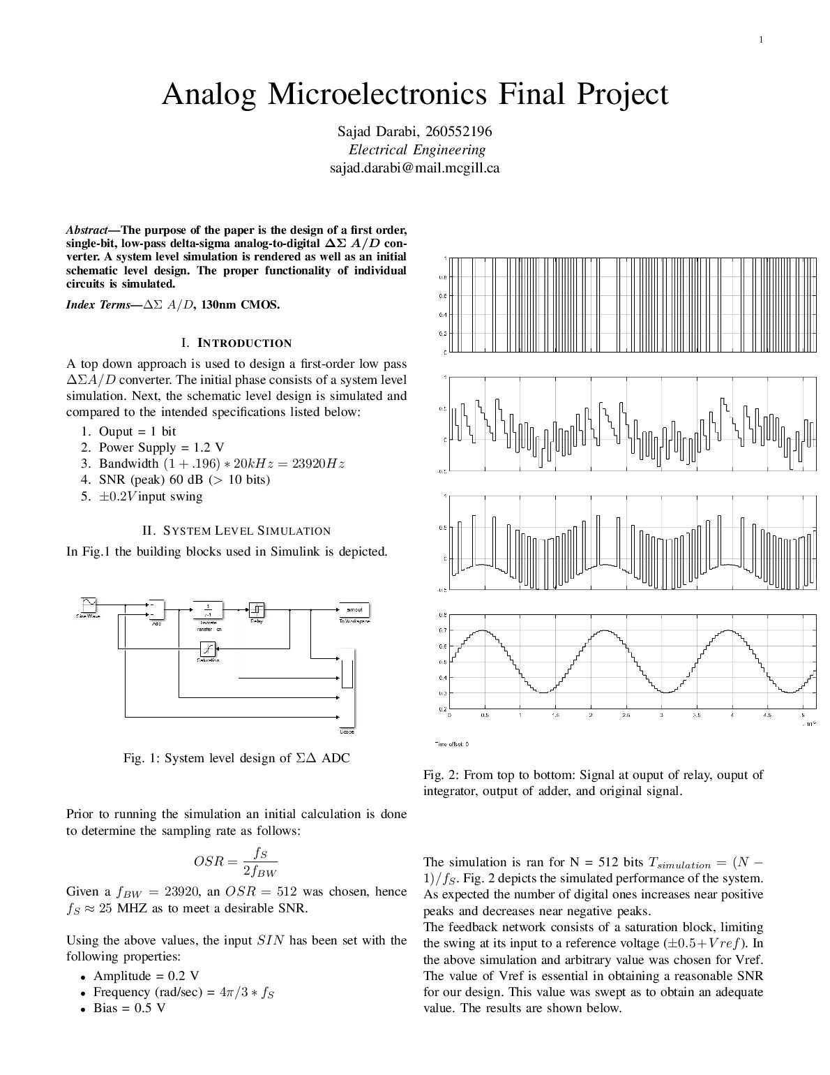 ECSE 534  Analog Microelectronics Final Project preview image