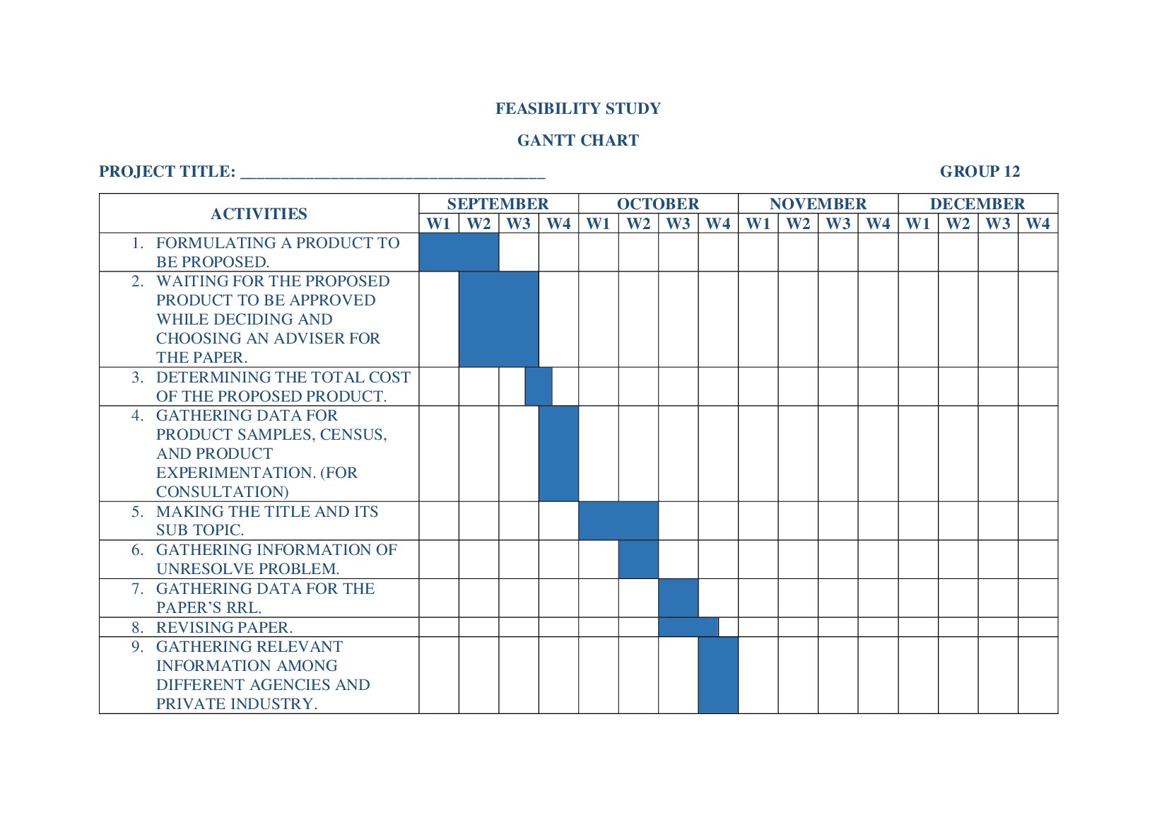 FEASIBILITY STUDY  GANTT CHART preview image
