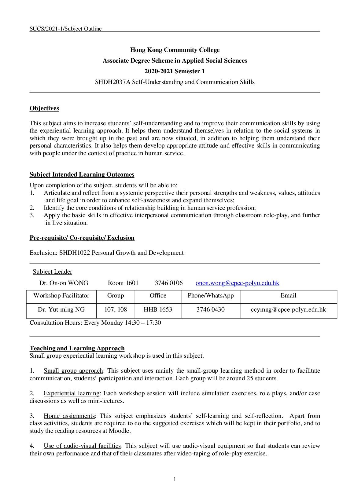 SHDH 2037A Self-Understanding and Communication Skills preview image